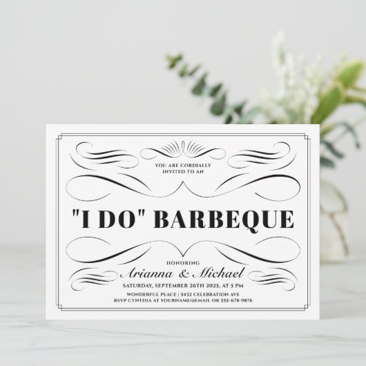 Ik doe BBQ-uitnodigingen - Aangepaste kleur scroll Kaart (Staand voorkant)