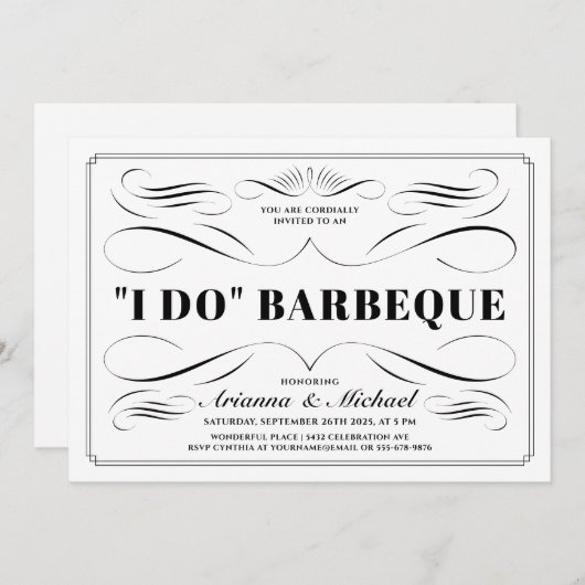 Ik doe BBQ-uitnodigingen - Aangepaste kleur scroll Kaart (Voorkant / Achterkant)