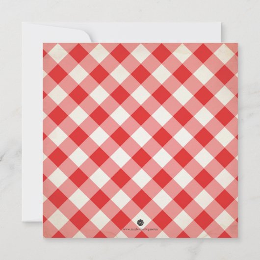 Ik doe BBQ Uitnodigingen Red Gingham en Zonnebloem (Achterkant)