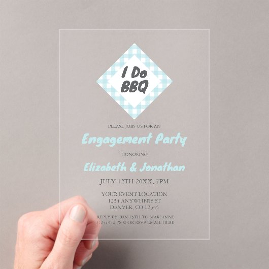 Ik doe BBQ Verloving Feest Acryl Uitnodigingen (Insitu (Draagbaar))
