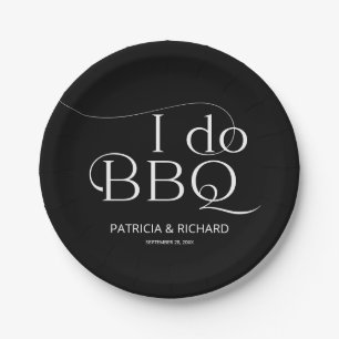 Ik doe BBQ Verloving Feest Zwart Papieren Bordje