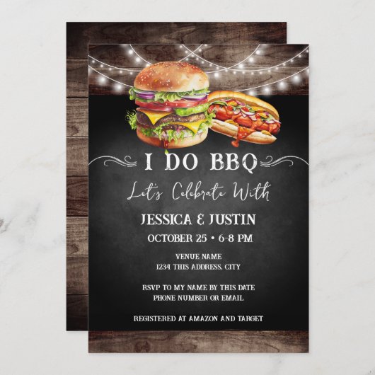 Ik doe BBQ Verloving Invitation Kaart (Voorkant / Achterkant)