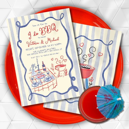 Ik doe BBQ verloving repetitie diner hand getekend Kaart