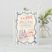 Ik doe BBQ verloving repetitie diner hand getekend Kaart (Staand voorkant)