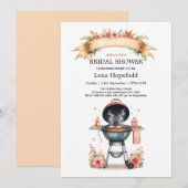 Ik doe bbq vrijgezellenfeest waterverf Floral Cook Kaart (Voorkant / Achterkant)