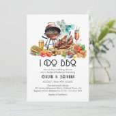 IK DOE BBQ Waterverf Achtertuin BBQ Bruiloft Douch Kaart (Staand voorkant)