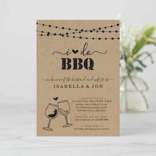 Ik doe BBQ Wine Toast Couple's Shower Verloving Kaart (Staand voorkant)