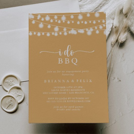 Ik doe BBQ Yellow Lights verlovingsfeest Kaart