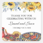 Ik doe BBQ Zonnebloem Landelijke Verlovingspartij Vierkante Sticker (Voorkant)