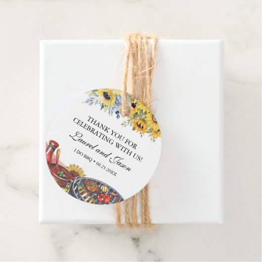 Ik doe BBQ Zonnebloem Rustiek Verlovingsfeest Bedankjes Labels (In situ)