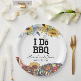 Ik doe BBQ Zonnebloem Rustiek Verlovingsfeest Papieren Bordje