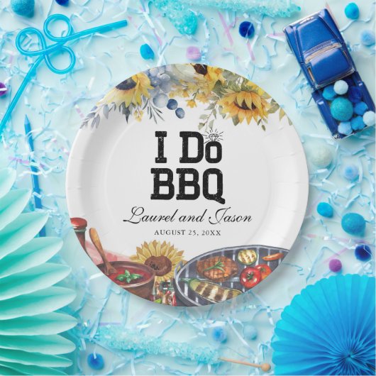 Ik doe BBQ Zonnebloem Rustiek Verlovingsfeest Papieren Bordje (Feest)