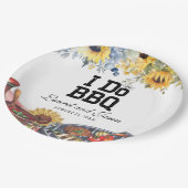 Ik doe BBQ Zonnebloem Rustiek Verlovingsfeest Papieren Bordje (Gekanteld)