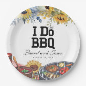 Ik doe BBQ Zonnebloem Rustiek Verlovingsfeest Papieren Bordje (Voorkant)