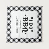 Ik Doe BBQ Zwart Gingham Trouw Achtergrond Wandkleed (Voorkant (horizontaal))
