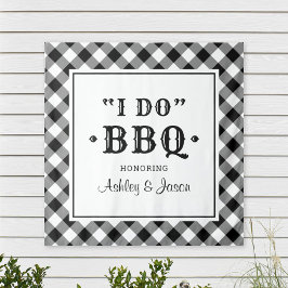 Ik Doe BBQ Zwart Gingham Trouw Achtergrond Wandkleed