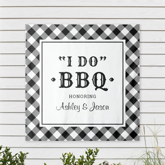 Ik Doe BBQ Zwart Gingham Trouw Achtergrond Wandkleed