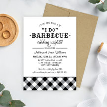 Ik doe BBQ Zwart Gingham Trouwreceptie