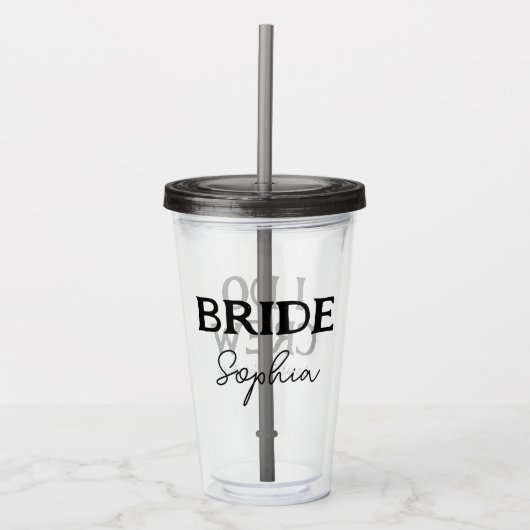 Ik doe bemanning Bachelorette Party Bruiden Naam Acryl Drinkbeker (Voorkant)