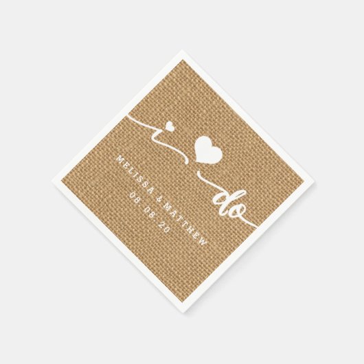 Ik doe Burlap rustieke bruiloft papier servet (Hoek)
