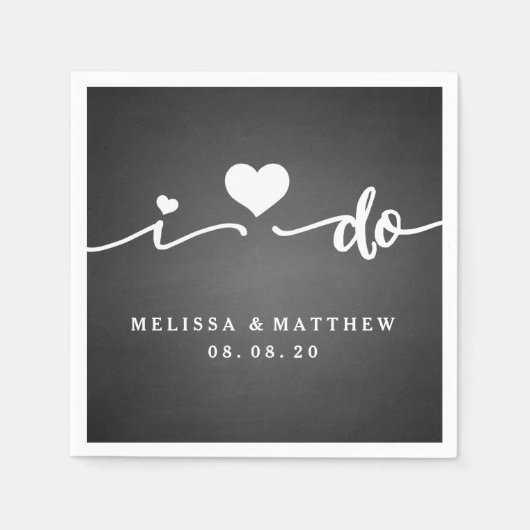 Ik doe Chalkboard Wedding Paper Napkin Servet (Voorkant)