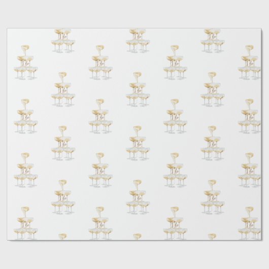 Ik doe champagne Toren Bruiloft Cadeaupapier (Vlak)