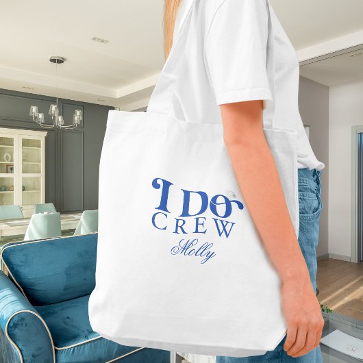 Ik doe Crew Blue Modern Font Canvas tas