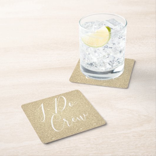 Ik doe Crew Gold Glitter Bachelorette Party Kartonnen Onderzetters (Insitu)