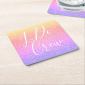 Ik doe Crew Paarse Glitter Bachelorette Party Kartonnen Onderzetters (Schuin)