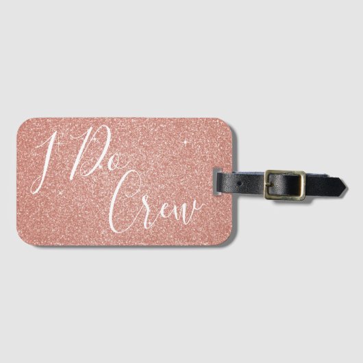 Ik doe Crew Pink Glitter Bachelorette Party Label Bagagelabel (Voorkant (horizontaal))