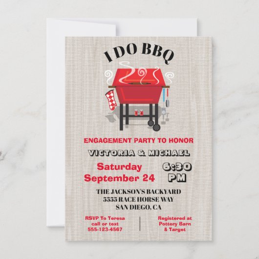 Ik doe de uitnodiging van de BBQ Engagement Party (Voorkant)