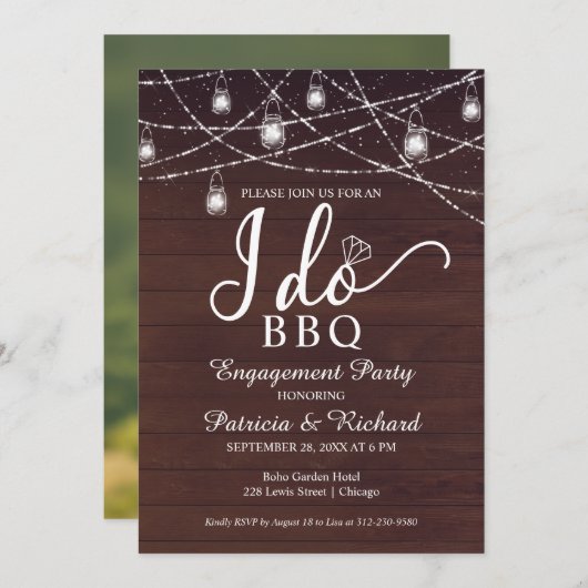 Ik doe de uitnodiging van de BQ Rustic Engagement  (Voorkant / Achterkant)