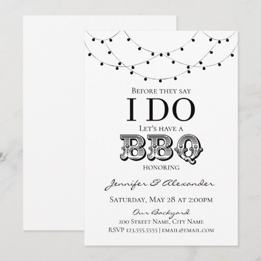 Ik doe een BBQ Engagement Party-koppel-douche (Voorkant / Achterkant)