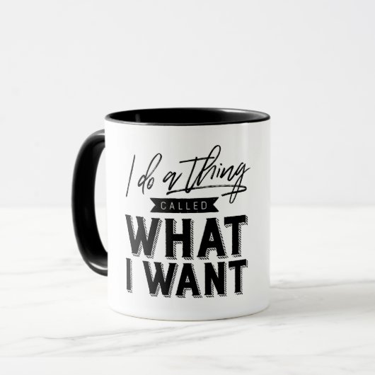 Ik doe een ding genaamd wat ik wil Typografie Mok (Voorkant links)
