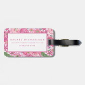 Ik doe een roze Waterverf Floral Patroon Bagagelabel (Achterkant horizontaal)