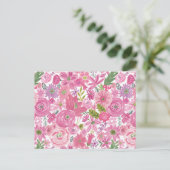 Ik doe een roze Waterverf Floral Patroon Briefkaart (Staand voorkant)