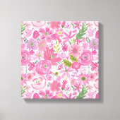 Ik doe een roze Waterverf Floral Patroon Canvas Afdruk (Voorkant)