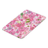 Ik doe een roze Waterverf Floral Patroon Magneet (Linkerzijde)