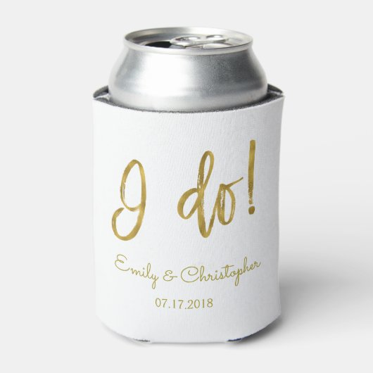 Ik doe Elegant Script Gold Folie en White Wedding Blikjeskoeler (Blikje Voorkant)