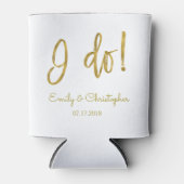 Ik doe Elegant Script Gold Folie en White Wedding Blikjeskoeler (Voorkant)