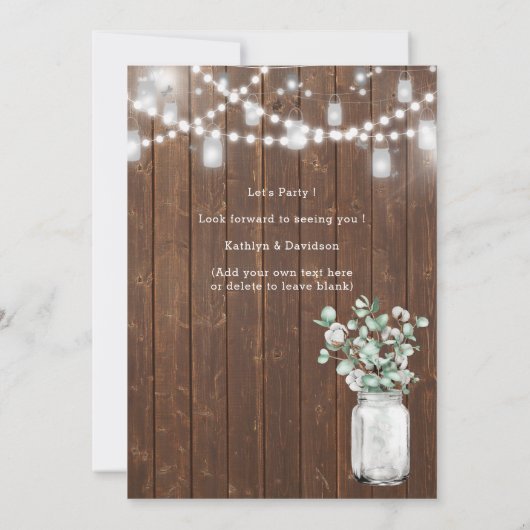 Ik doe Eucalyptus Mason Jar Elegant Verlovingsfees Kaart (Achterkant)