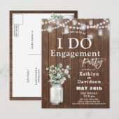 Ik doe Eucalyptus Mason Jar verlovingsfeest Uitnodiging Briefkaart (Voorkant / Achterkant)