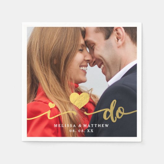 Ik doe faux gouden foto trouwpapier servet (Voorkant)