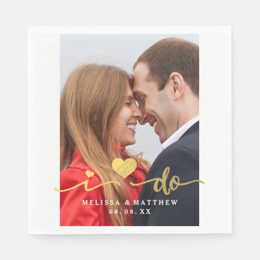 Ik doe faux gouden foto trouwpapier servet (Voorkant)