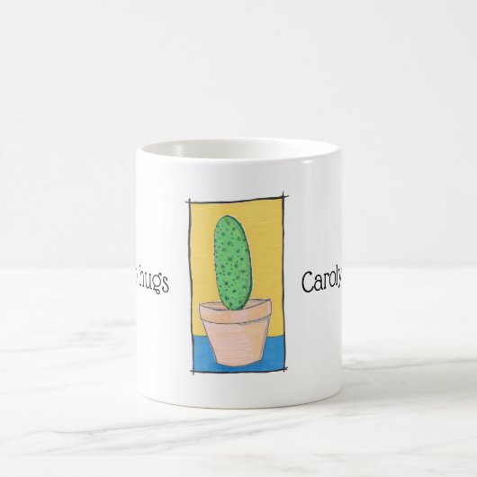 Ik doe geen knuffels, cactus tekenen, jouw naam koffiemok (Center)