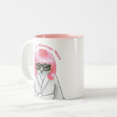 Ik doe geen ochtenden, grappige bruinkat tweekleurige koffiemok (Voorkant links)