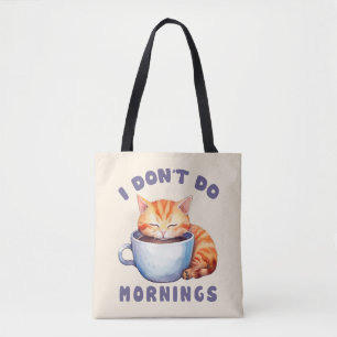 Ik doe geen ochtenden - Schattigee Oranje kat met  Tote Bag