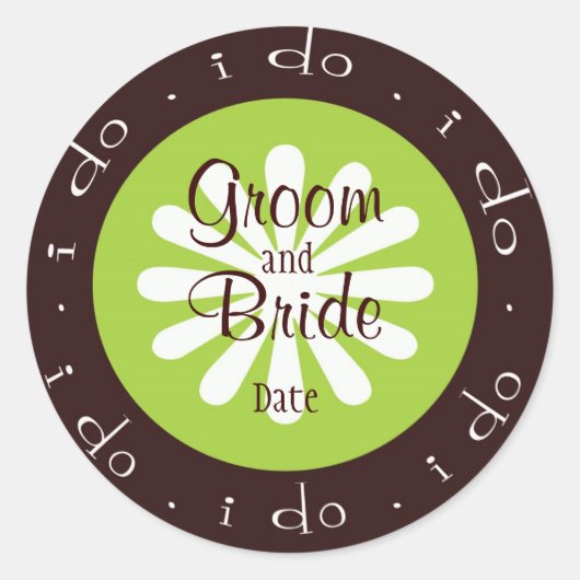 "Ik doe" Gepersonaliseerde bruiloft Sticker (Voorkant)