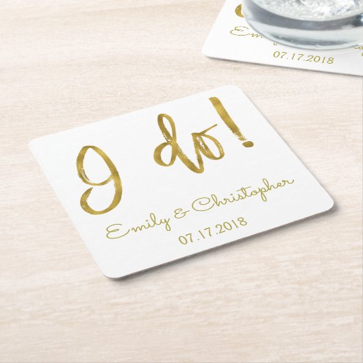Ik doe gouden folie en witte bruiloft Onderzetters (Schuin)