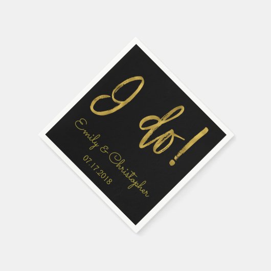 Ik doe gouden folie en zwarte bruiloft servetten (Hoek)